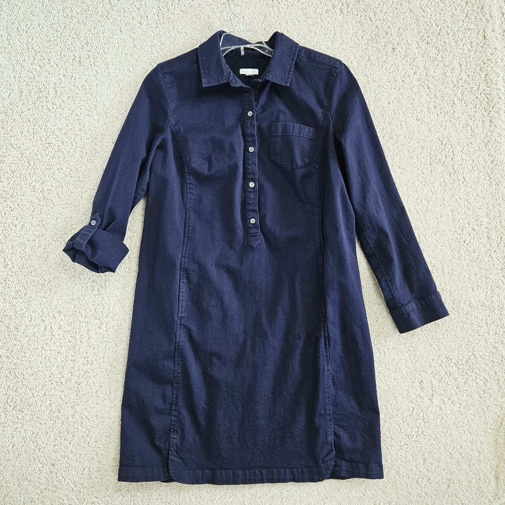 J. Jill Navy Long Sleeve Shirt Dress
